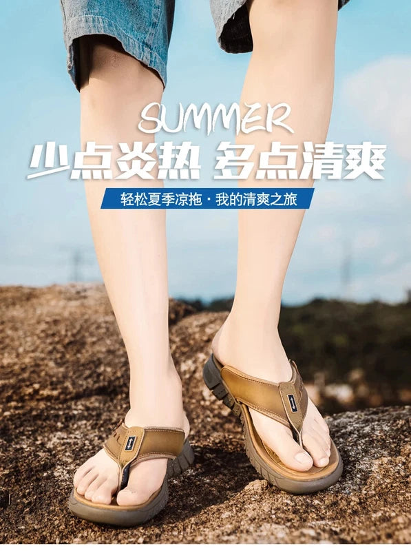 Summer Men's Flip Flops Outdoor Thick Soled Comfort Sandals Flats Beach Shoe