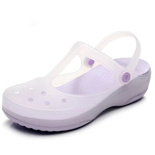 Women's Classic Transparent Solid Color Clogs Comfortable, Soft, and 5 Purple