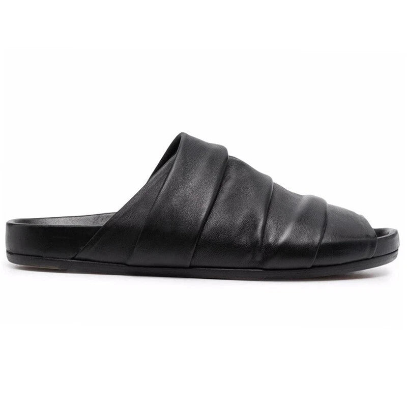 Roman Style Mens Slip On Sandals Slippers Real Leather Flats Beach Holiday Shoes