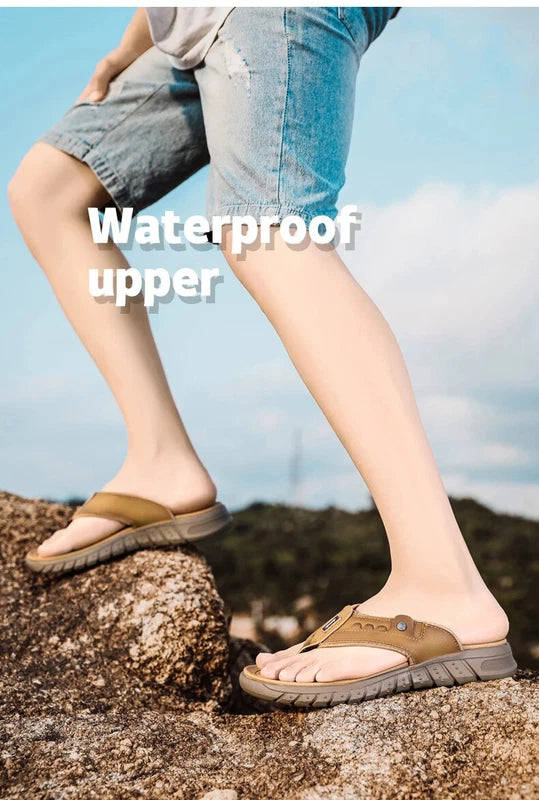 Summer Men's Flip Flops Outdoor Thick Soled Comfort Sandals Flats Beach Shoe