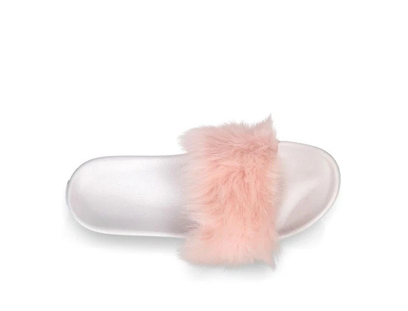 UGG Royale Baby Pink Plush Fur Slide/Slippers w/White Treadlite NEW Retail $80