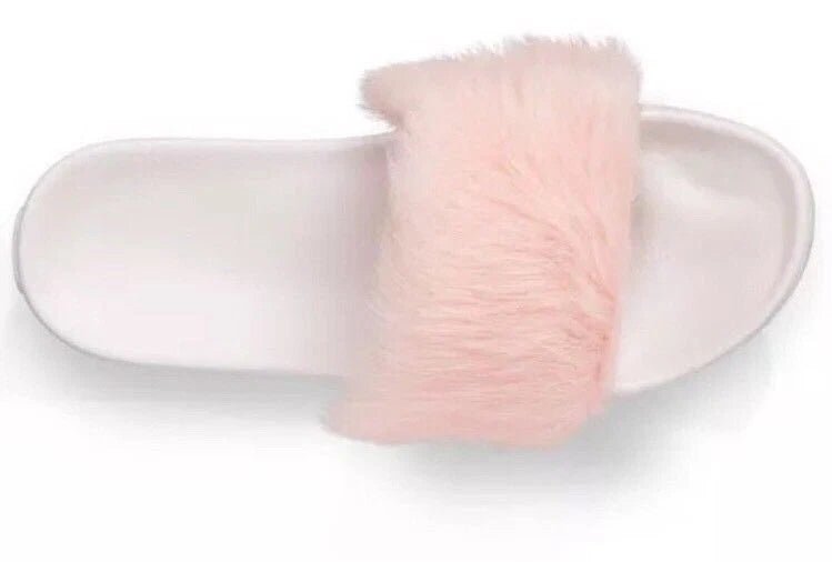 UGG Royale Baby Pink Plush Fur Slide/Slippers w/White Treadlite NEW Retail $80