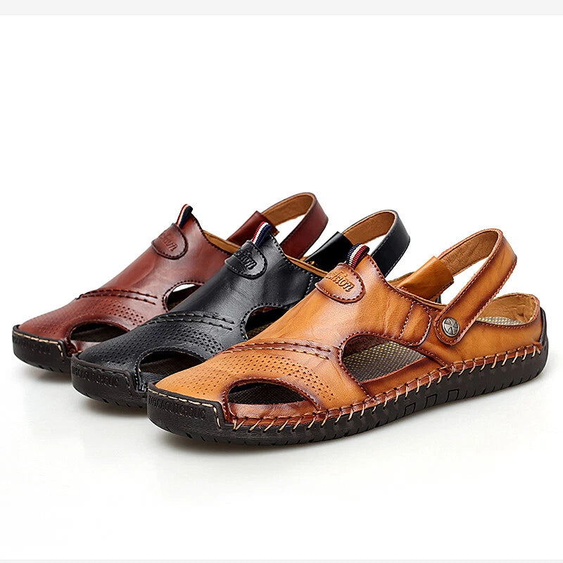 Summer Men's Leather Sandals Water Shoes Casual Fisherman Beach Slippers Driving