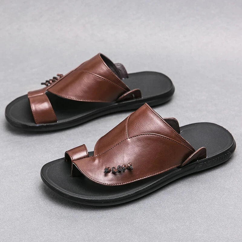 Summer Business Men's Leather Sandals Slippers Formal Outdoor Beach Shoes