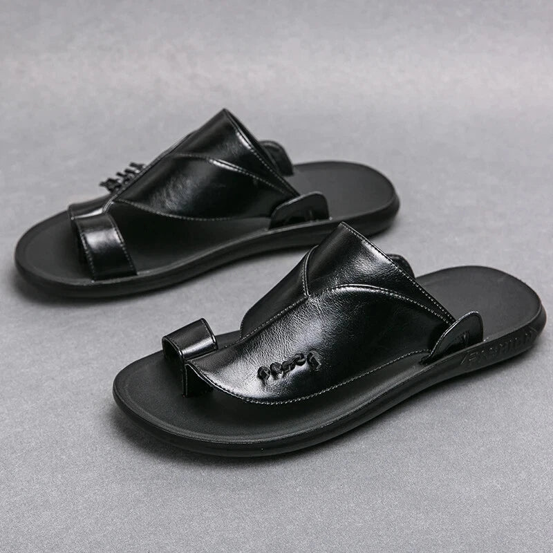 Summer Business Men's Leather Sandals Slippers Formal Outdoor Beach Shoes