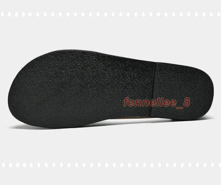 Summer Men's Hollow Out Sandals Leather Beach Shoes Non-slip Outdoor Slippers