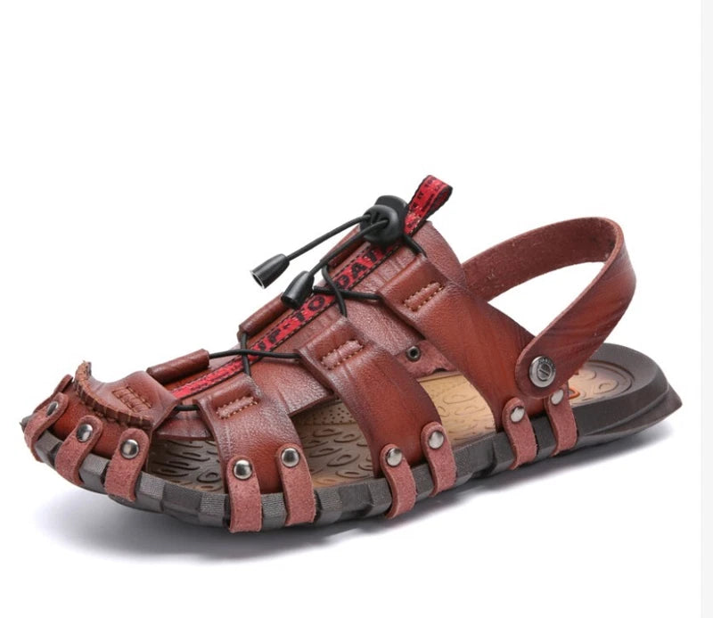 Summer Mens Outdoor Beach Casual Hollow Out Rivet Flats Slippers Sandals Shoes