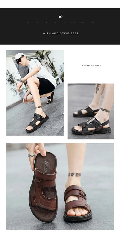 Summer Men's Sandals Breathable Non-Slip Outdoor Slippers Soft Sole Beach Shoes