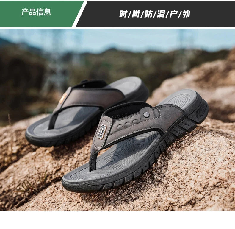 Summer Men's Flip Flops Outdoor Thick Soled Comfort Sandals Flats Beach Shoe