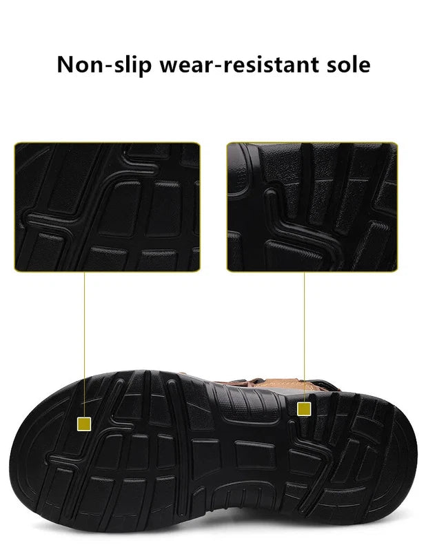 Summer Comfortable Men's Sandals Leather Breathable Slippers Outdoor Beach Shoes