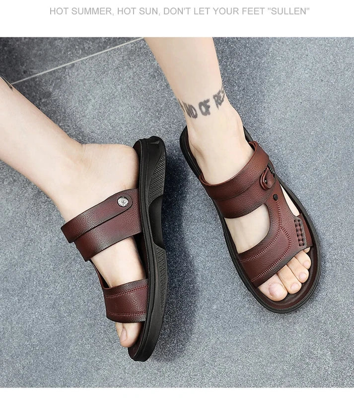 Summer Men's Sandals Breathable Non-Slip Outdoor Slippers Soft Sole Beach Shoes