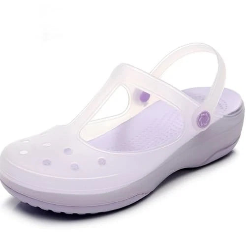 Women's Classic Transparent Solid Color Clogs Comfortable, Soft, and 5 Purple
