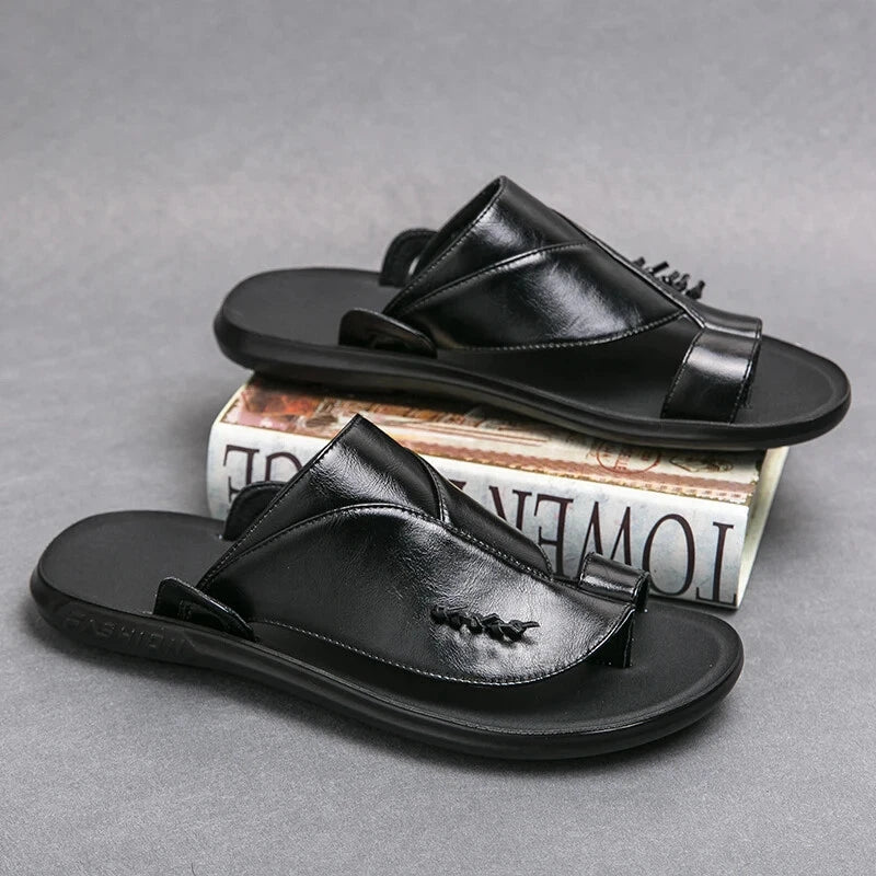 Summer Business Men's Leather Sandals Slippers Formal Outdoor Beach Shoes