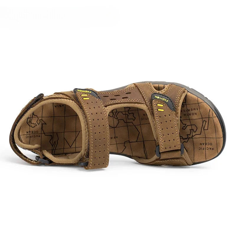 Summer Leisure Men's Shoes Beach Sandals Leather Comfortable Slippers Big Size13