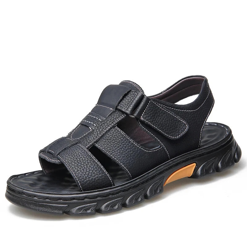 Summer men's Soft Leather Sandals Lightweight Outdoor Comfort Beach Casual Shoes