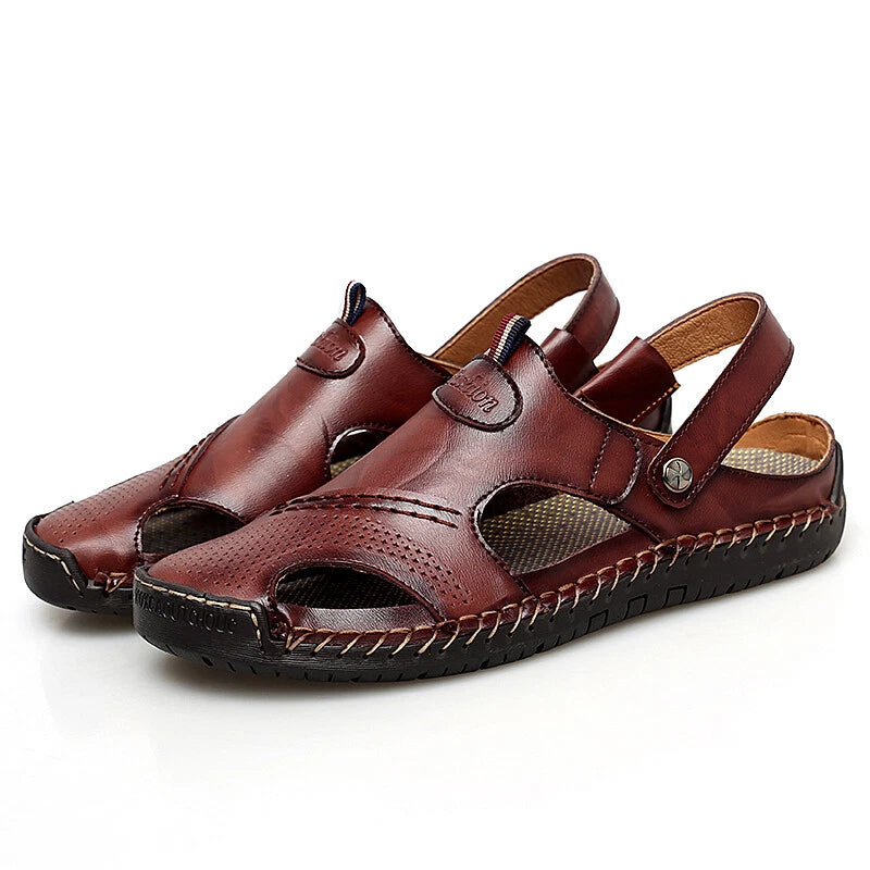 Summer Men's Leather Sandals Water Shoes Casual Fisherman Beach Slippers Driving
