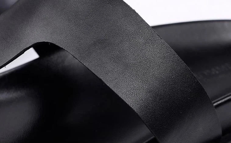 Slippers Mens Summer Sandals Flip-flops Platform Leather Beach Shoes British