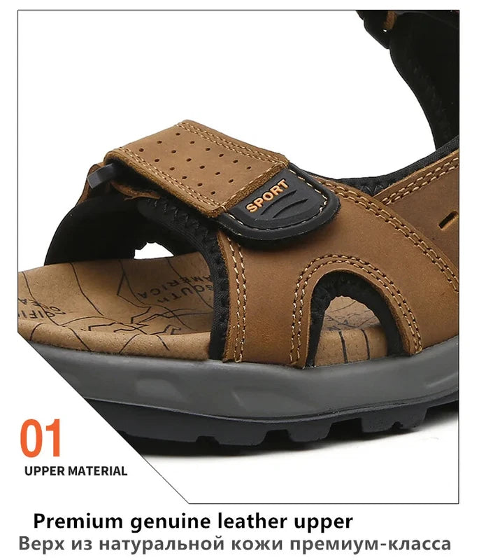 Summer Men's Shoes Soft Breathable Sandals Leather Outdoor Beach Comfy Slippers