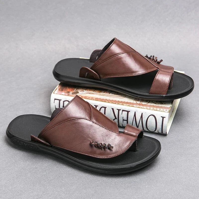 Summer Business Men's Leather Sandals Slippers Formal Outdoor Beach Shoes