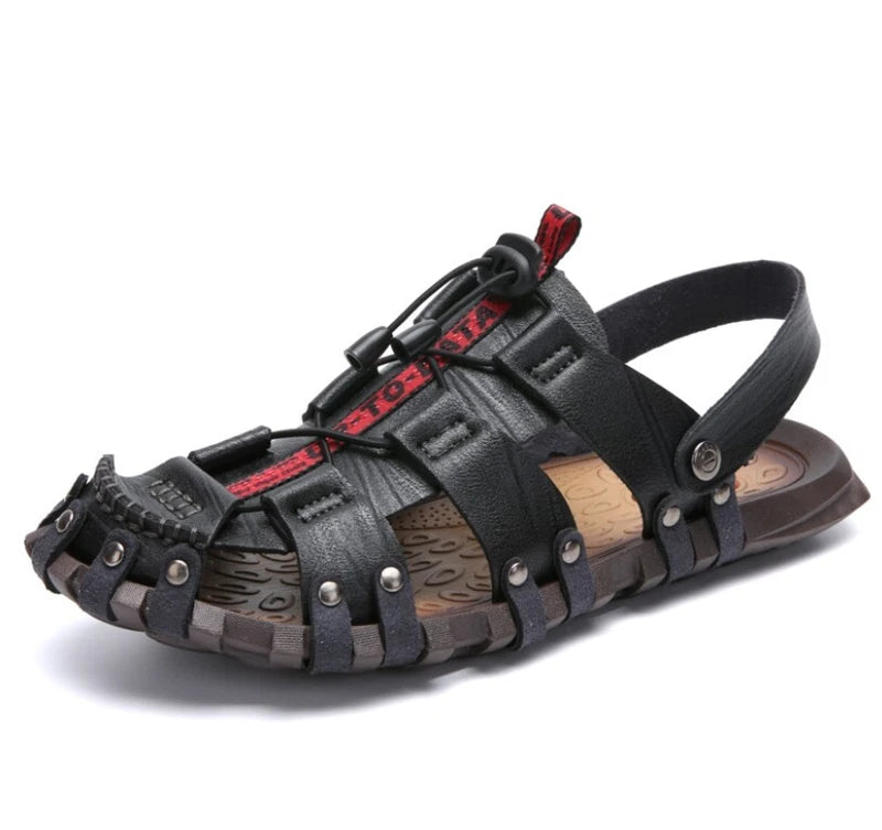 Summer Mens Outdoor Beach Casual Hollow Out Rivet Flats Slippers Sandals Shoes