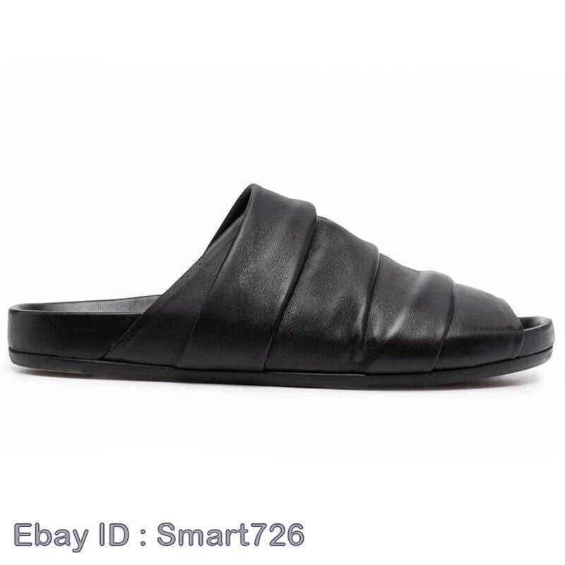 Roman Style Mens Slip On Sandals Slippers Real Leather Flats Beach Holiday Shoes