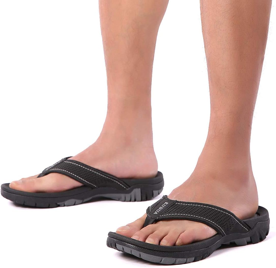 KUBUA Men's Beach Flip-Flops Water Sandals Outdoor Athletic Thong Sandal...