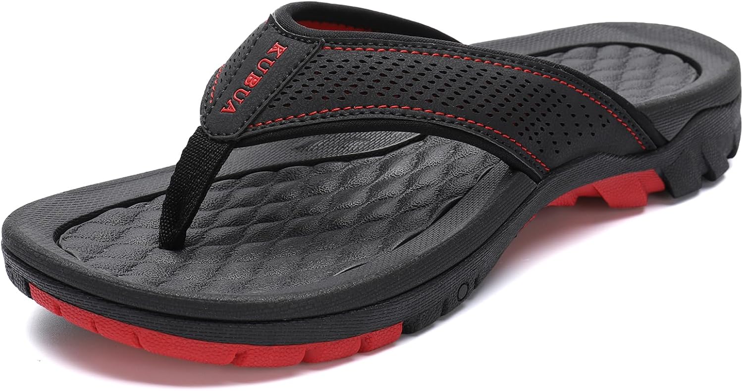 KUBUA Men's Beach Flip-Flops Water Sandals Outdoor Athletic Thong Sandal...