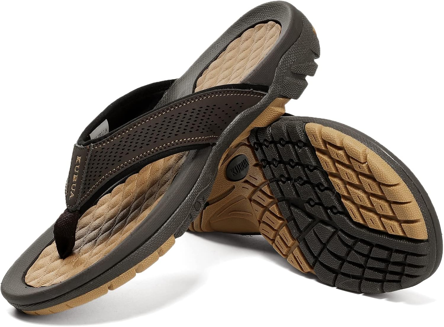 KUBUA Men's Beach Flip-Flops Water Sandals Outdoor Athletic Thong Sandal...
