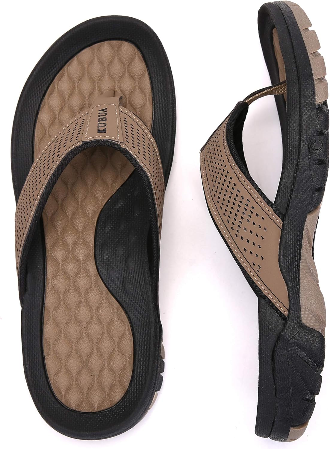 KUBUA Men's Beach Flip-Flops Water Sandals Outdoor Athletic Thong Sandal...