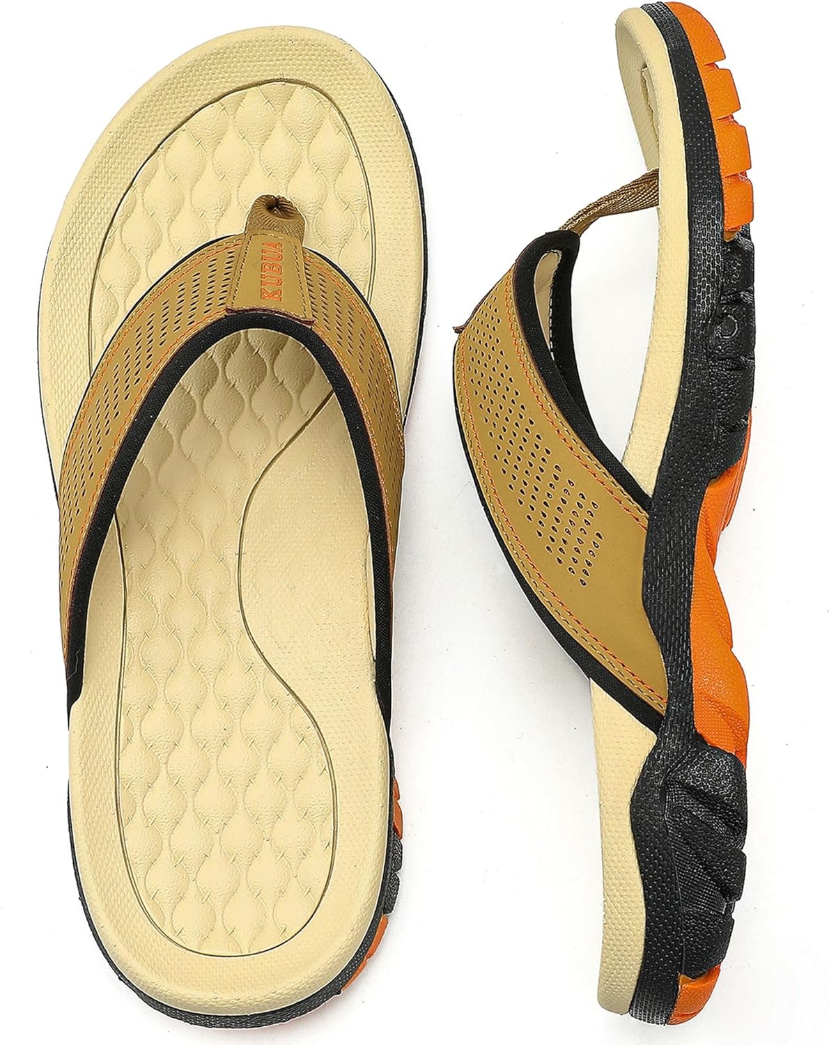 KUBUA Men's Beach Flip-Flops Water Sandals Outdoor Athletic Thong Sandal...
