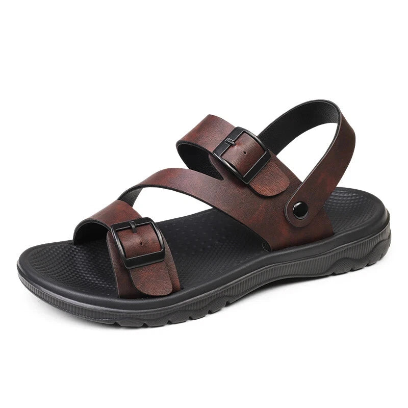 Male Leather Sandals Summer Breathable Slippers Casual Outdoor Flat Beach Shoes