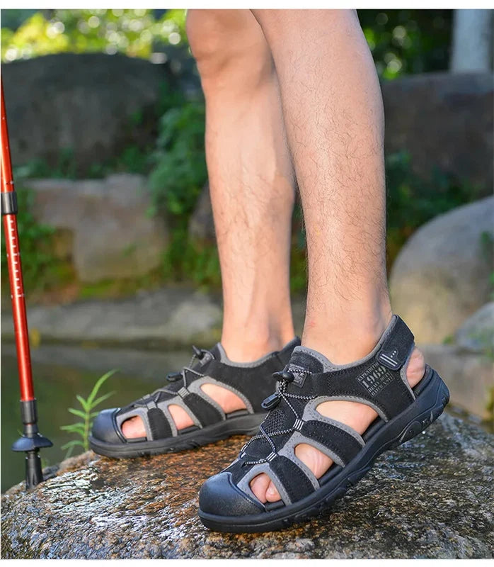 Male Casual Outdoor Sandals Summer Breathable Flat Beach Shoes Comfort Slippers