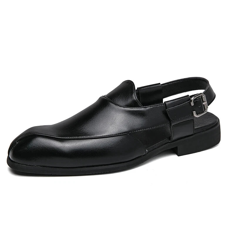Leather Men Casual Sandals Slip on Handmade Slippers Non Slip Beach Sneakers