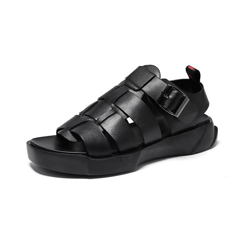 Men's Leather Slippers Slip On Mules Shoes Roman Sandals Outdoor Leisure Beach