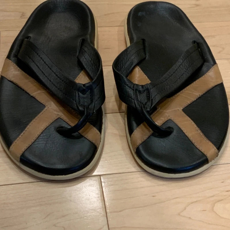 Island Slipper x  Kaws Men’s 11 OF Hand Made Leather Sandals Flip Flops Thongs