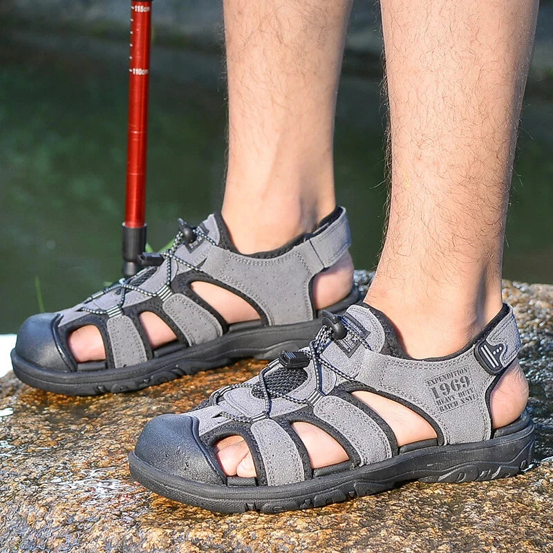 Male Casual Outdoor Sandals Summer Breathable Flat Beach Shoes Comfort Slippers
