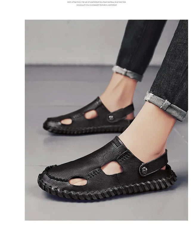 38-48 Mens Closed Round Toe Slingback Sandals Slippers Beach Holiday 2 Ways Wear