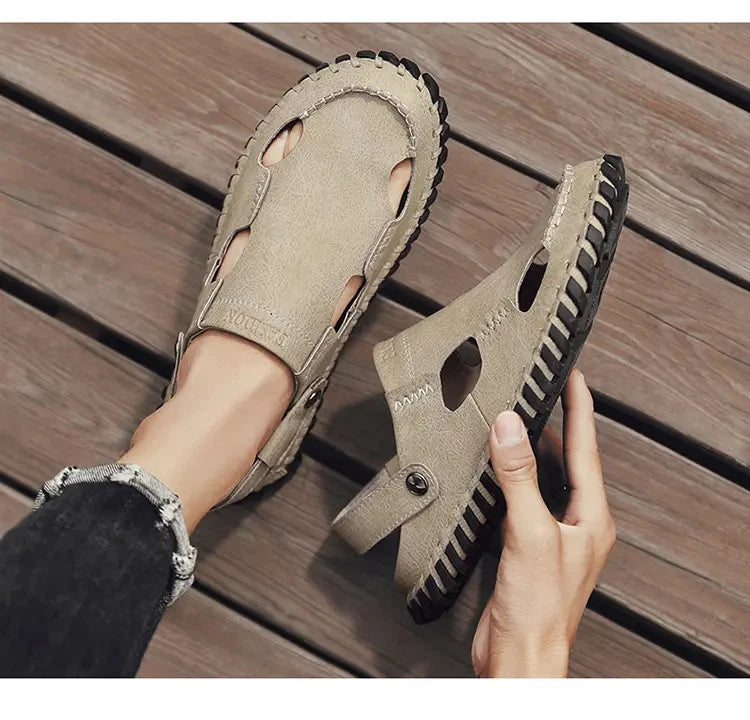 38-48 Mens Closed Round Toe Slingback Sandals Slippers Beach Holiday 2 Ways Wear