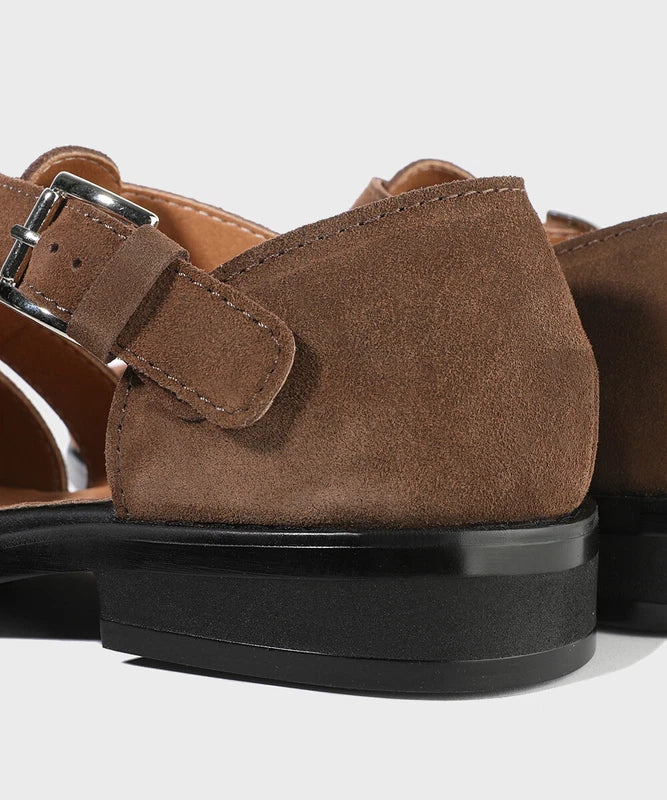 Firenze Atelier Men's Brown Suede Summer Closed Toe Fisherman Sandals Slippers