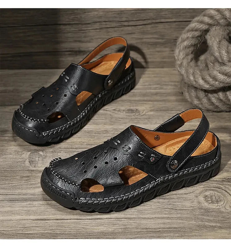 38-48 Plus Size Mens Closed Toe Hollow Out Slingback Sandals Beach Slipper Shoes