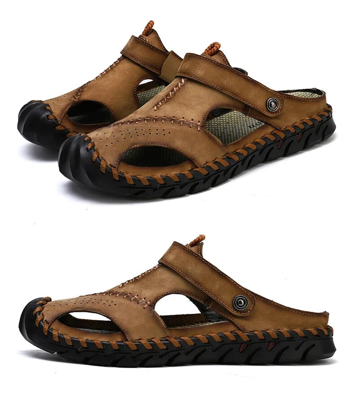 Leather Men's Sandals Summer Beach Slippers Casual Outdoor Shoes Big Size 13