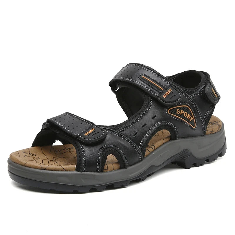 Summer Men's Shoes Soft Breathable Sandals Leather Outdoor Beach Comfy Slippers