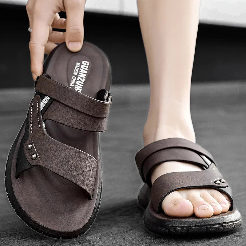 Men Lightweight Beach Sandals Summer Slippers Slip On Flats Slides Casual Shoes