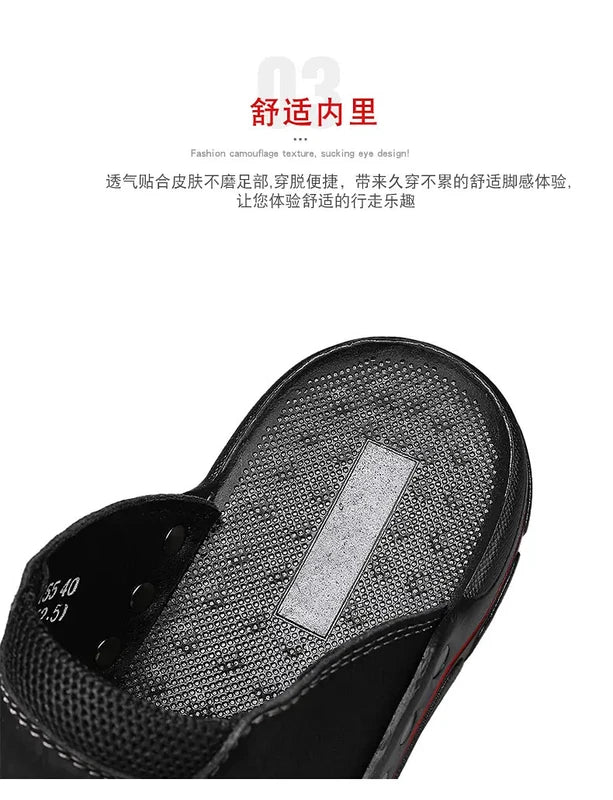 Mens Slippers Sandals Open Toe Fashion PU Leather Beach Holiday Summer Flats New