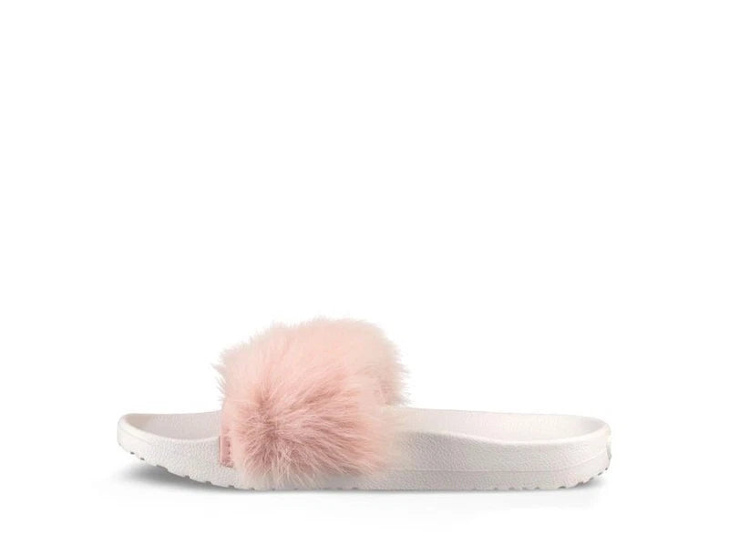 UGG Royale Baby Pink Plush Fur Slide/Slippers w/White Treadlite NEW Retail $80