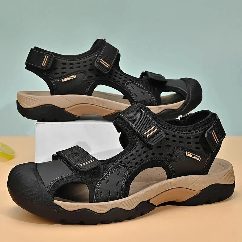 Fashion Casual Men Shoes Genuine Leather Soft Beach Sandals Breathable Slippers
