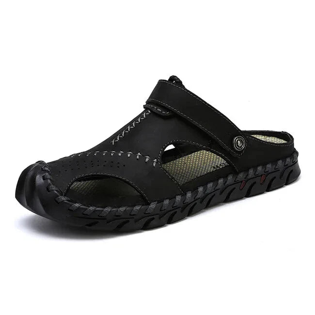 Leather Men's Sandals Summer Beach Slippers Casual Outdoor Shoes Big Size 13