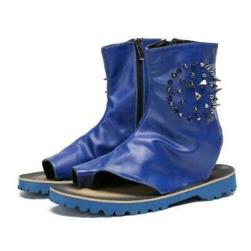 Rivet Gladiator Men's Leather Shoes Sandals High Top Boot Roma Open Toe Clip Toe