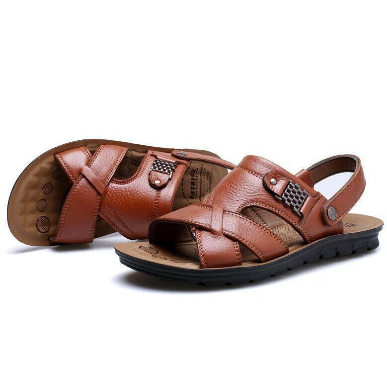 Men's Faux Leather  Sandals Peep Toe Slippers Casual Shoes Plus Sz