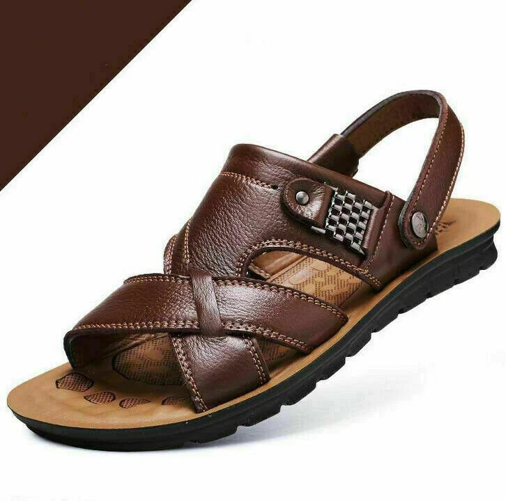 Men's Faux Leather  Sandals Peep Toe Slippers Casual Shoes Plus Sz